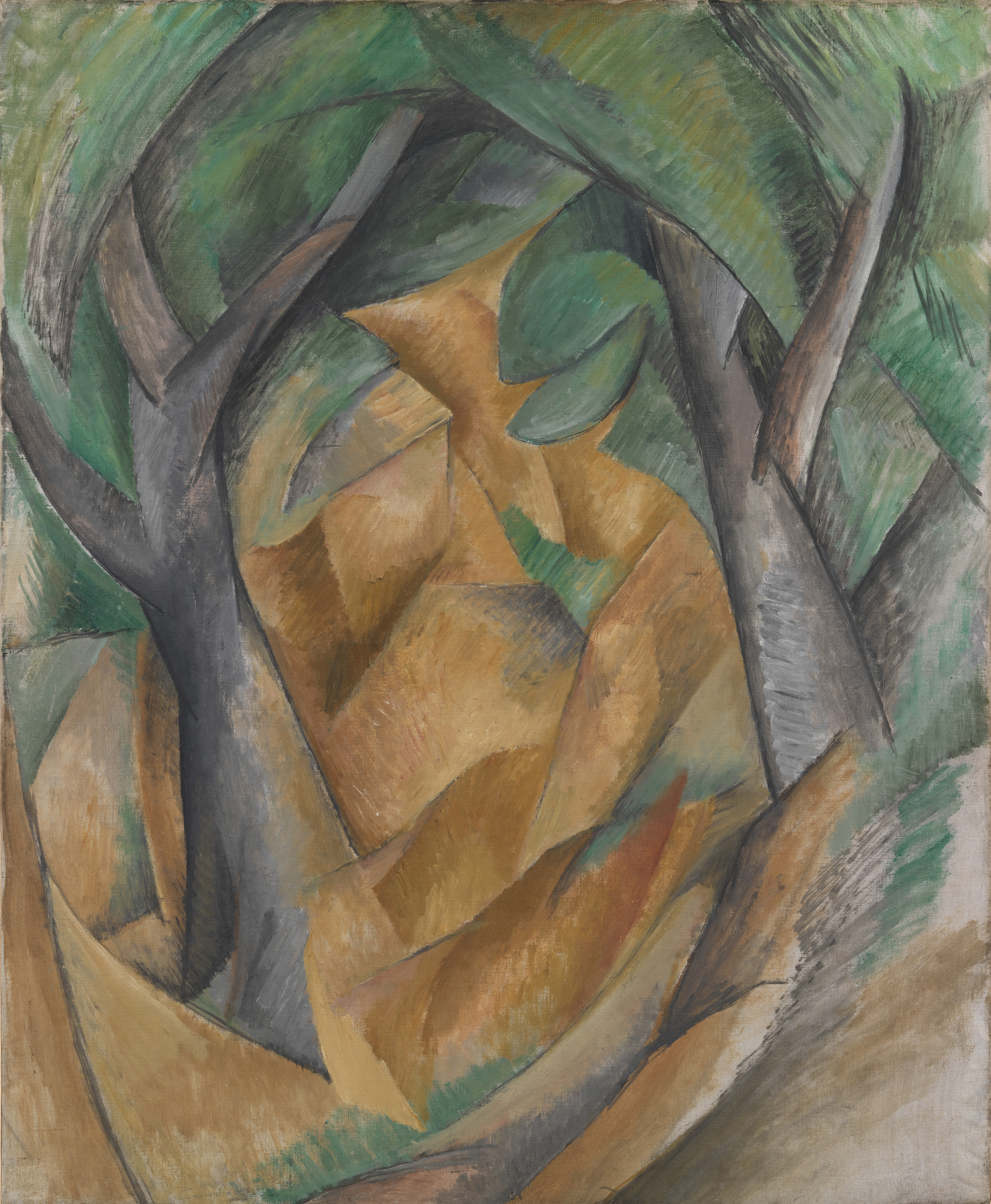 Georges Braque, Les Arbres / Die Bäume, 1908, 73 x 60 cm, Öl auf Leinwand, Statens Museum for Kunst, København © VG Bild-Kunst, Bonn 2021 