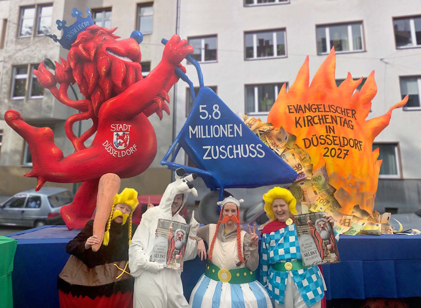 Beim Teutates! Nein zur Geldverbrennung für den Kirchentag / Foto: Rosenmontag, Wagen von Jacques Tilly 