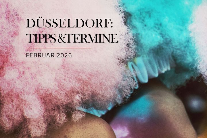 Karneval in Düsseldorf: Detailaufnahme von kostümierten Jecken mit bunten Perücken (Februar 2026).