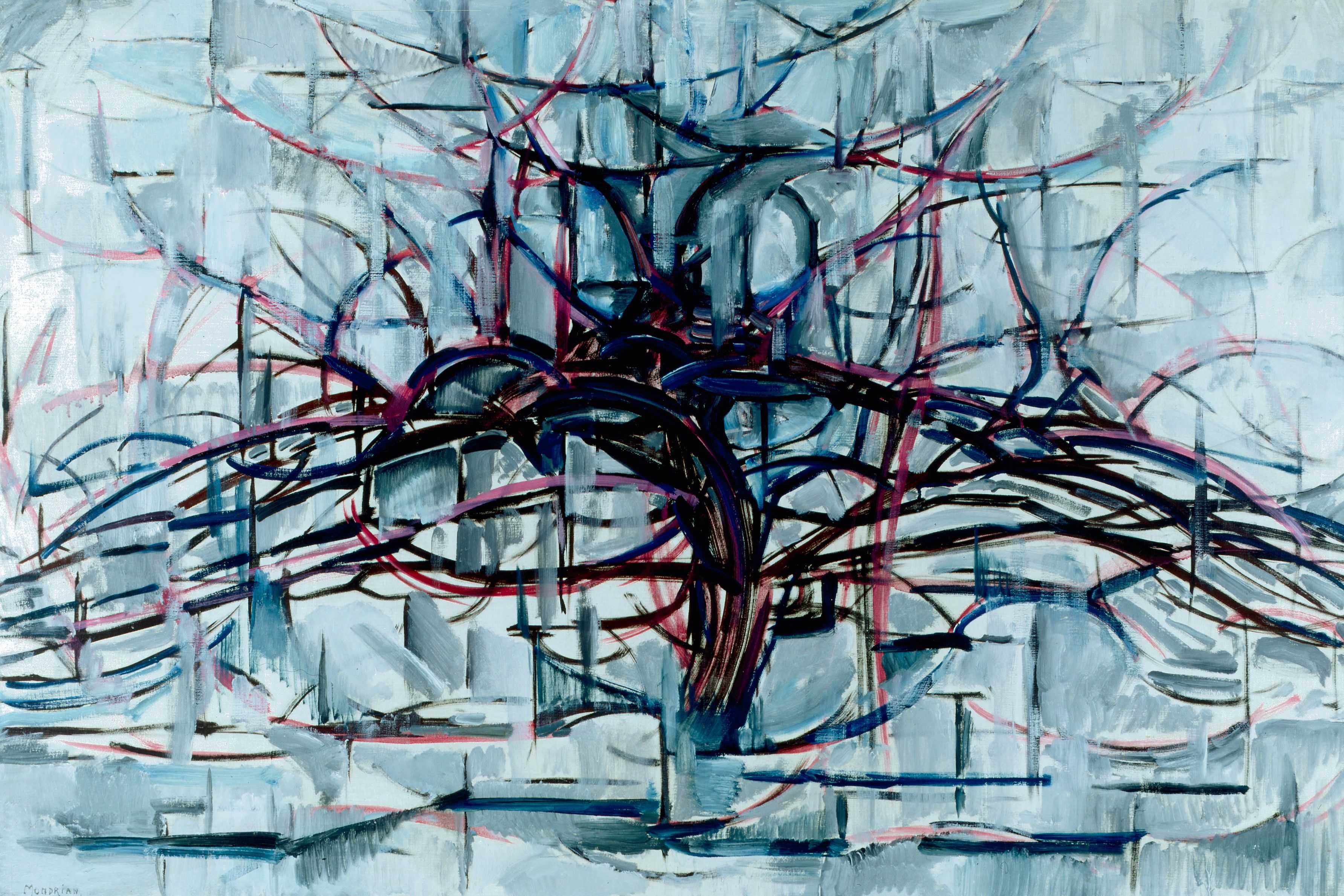 Piet Mondrian. Evolution | Piet Mondrian, Baum, 1912, Öl auf Leinwand, 74,9 x 111,8 cm, Utica, Munson-Williams-Proctor Arts Institute © bpk / Munson-Williams-Proctor Arts Institute / Art Resource, NY 