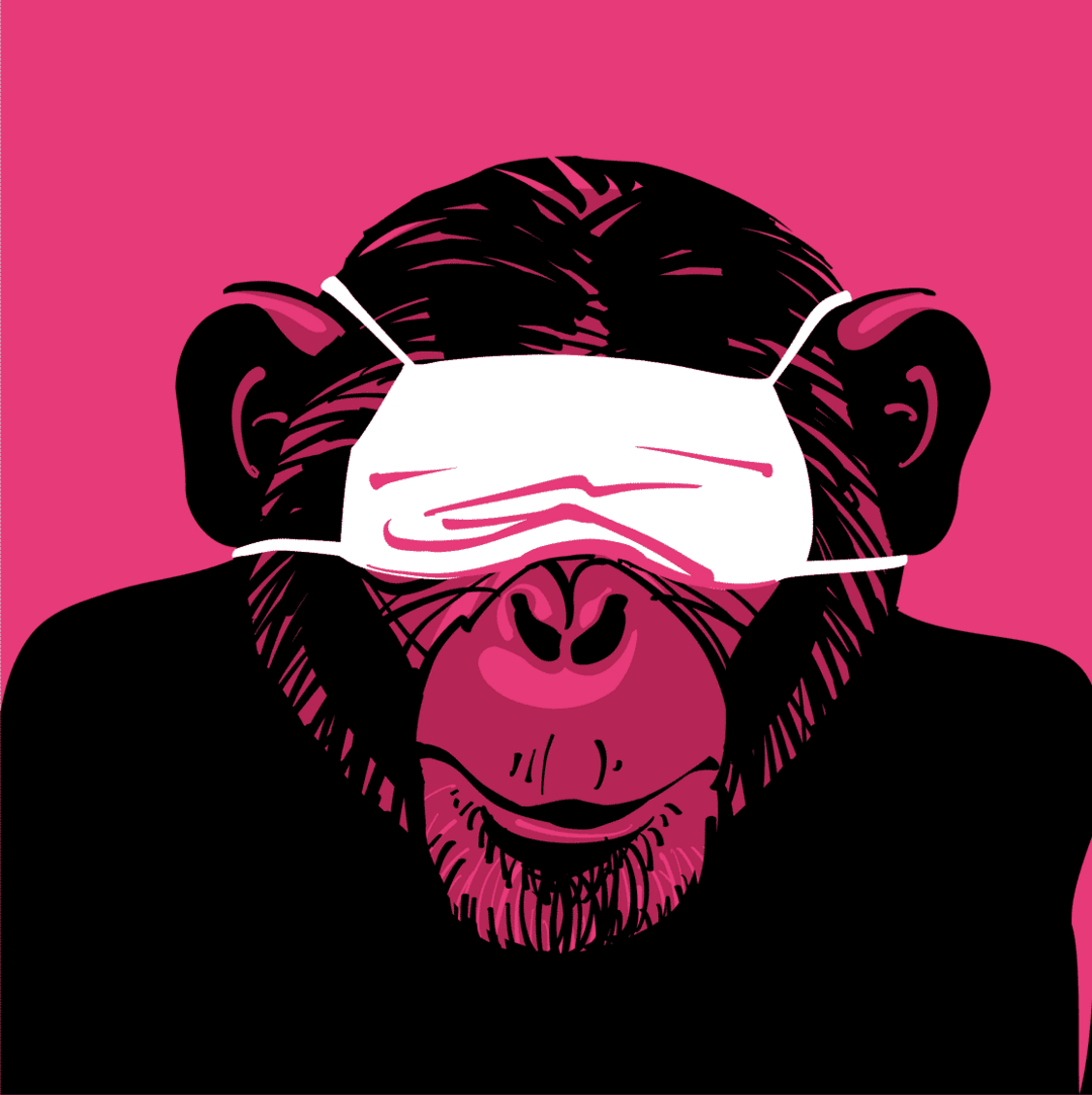 Affe mit Maske vor den Augen