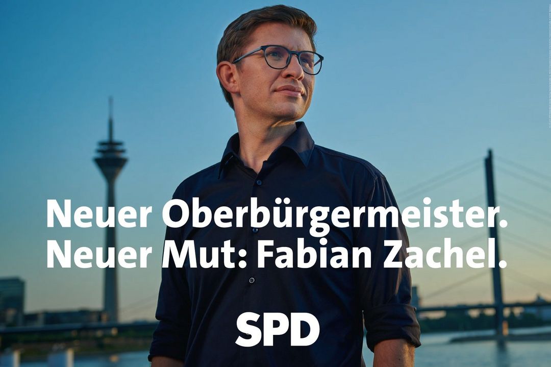 Neue finale Großflächenplakat OB-Kandidat Fabian Zachel Kampagne / Foto: SPD Düsseldorf