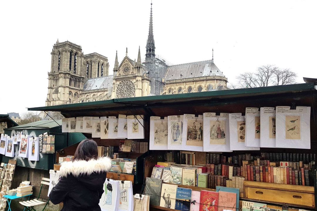 Paris, Bouquinistes und Notre Dame vor dem Brand Dez. 2018/ Foto © Jo Achim Geschke