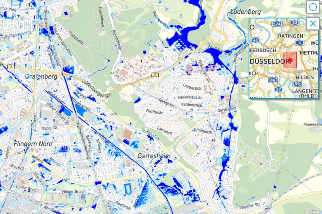 Starkregengefahrenkarte / Duesseldorf-Map