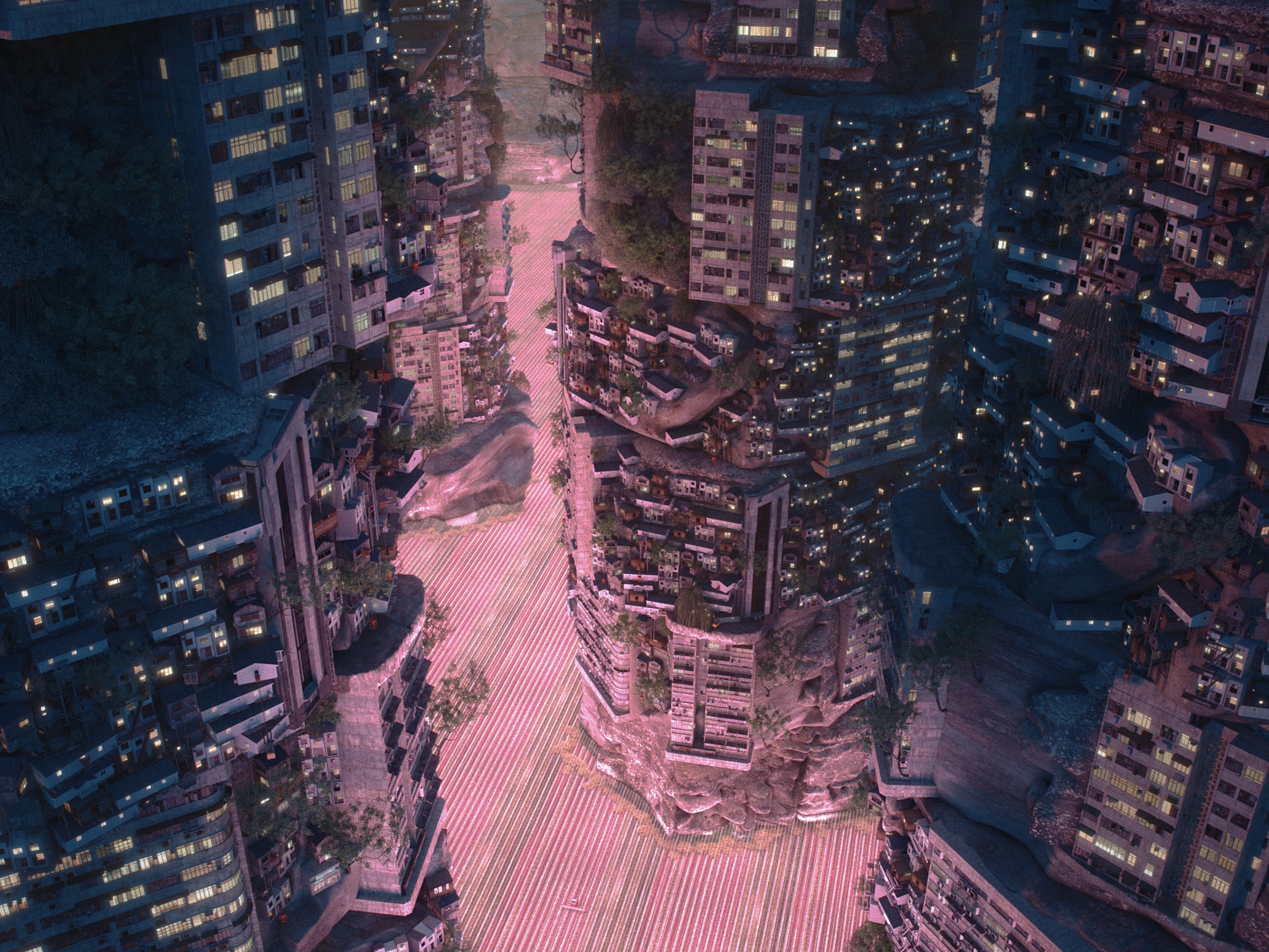 Still image from Planet City, Directed and Designed by Liam Young, VFX Supervisor Alexey Marfin @ K21 Kunstsammlung NRW