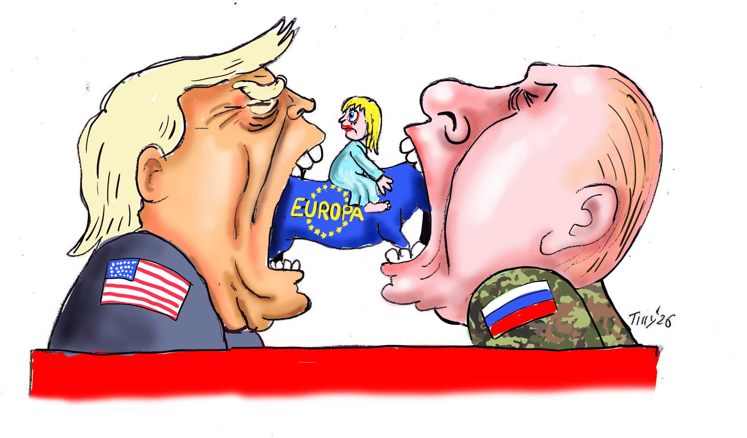 Trump & Putin verschlingen Europa (Entwurf) Europa als Beute – ein Motiv über geopolitischen Druck und neue Frontlinien.