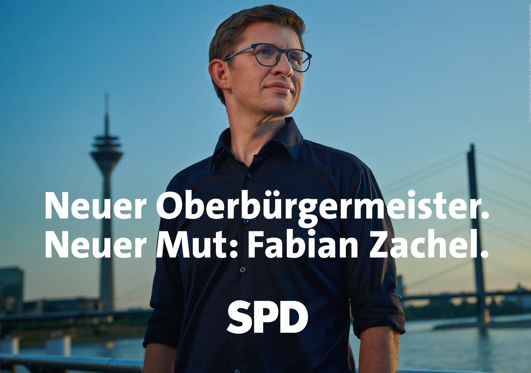 Neue finale Großflächenplakat OB-Kandidat Fabian Zachel Kampagne / Foto: SPD Düsseldorf
